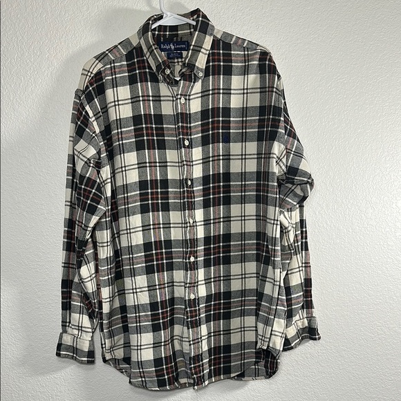 Ralph Lauren Men's Plaid Shirt in Black, White, and Red Medium - Picture 1 of 7